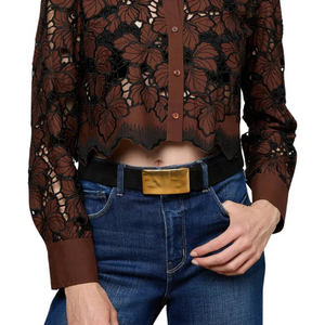 SEYCHELLE LACE CROPPED BUTTON DOWN
