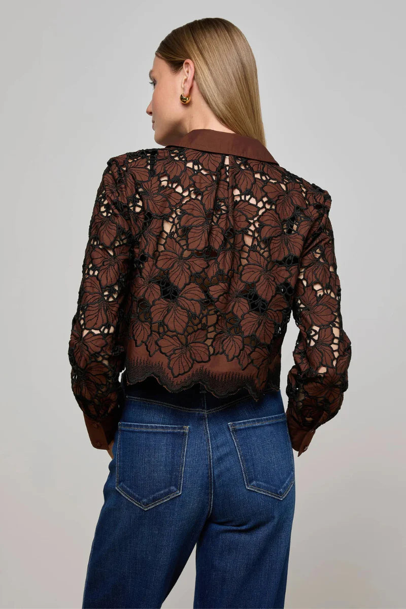 SEYCHELLE LACE CROPPED BUTTON DOWN