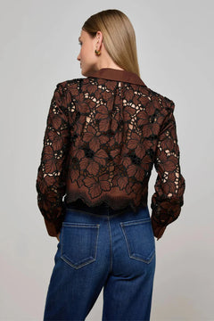 SEYCHELLE LACE CROPPED BUTTON DOWN