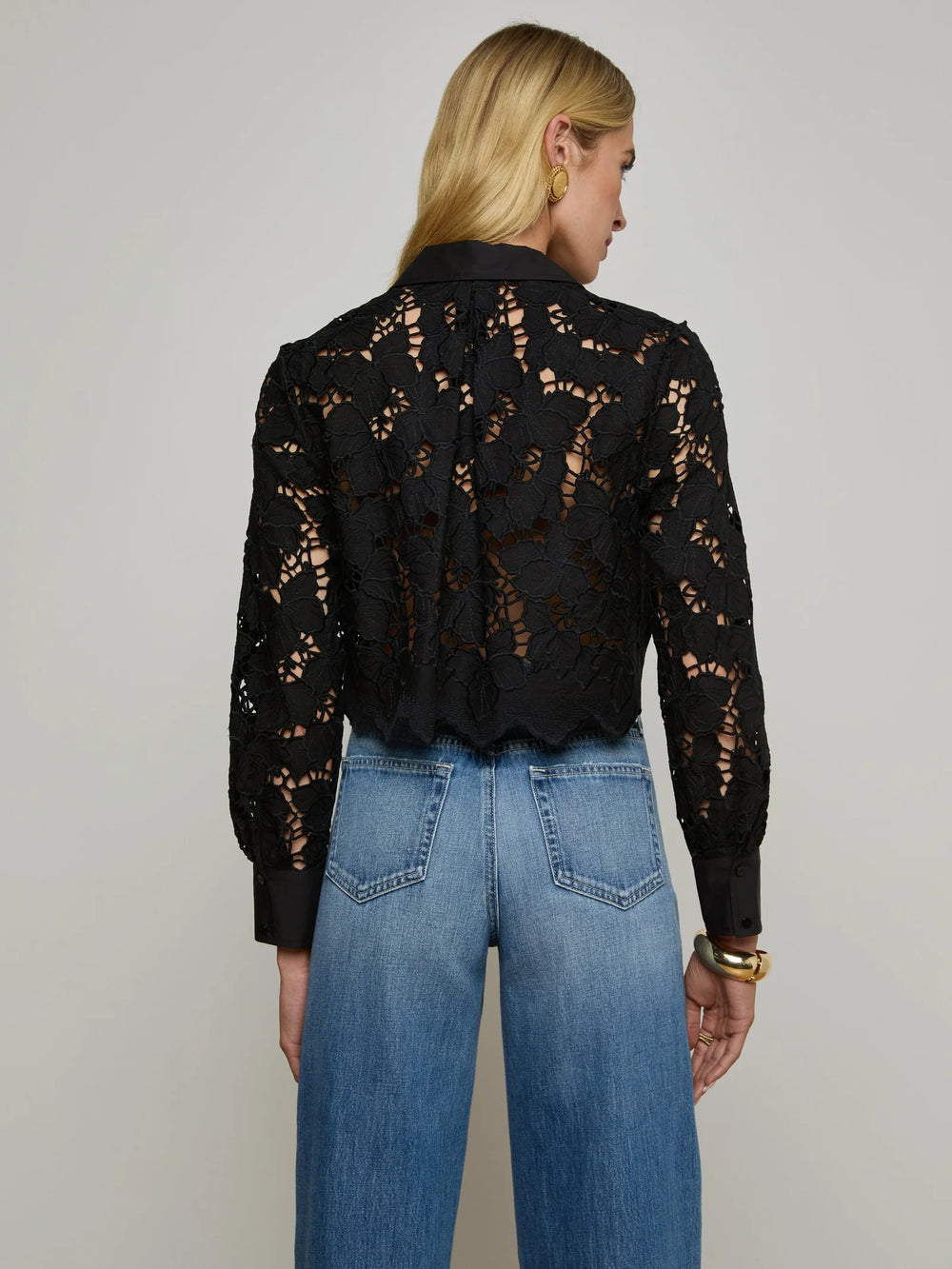SEYCHELLE LACE CROPPED BUTTON DOWN