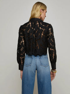 SEYCHELLE LACE CROPPED BUTTON DOWN