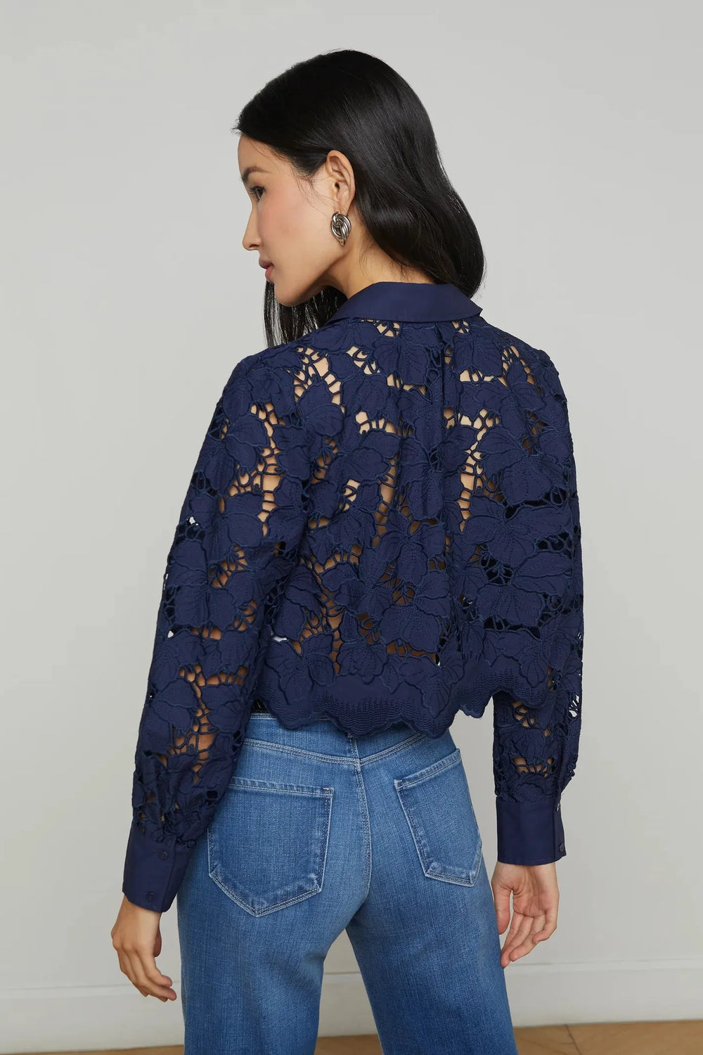 SEYCHELLE LACE CROPPED BUTTON DOWN
