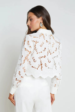 SEYCHELLE LACE CROPPED BUTTON DOWN
