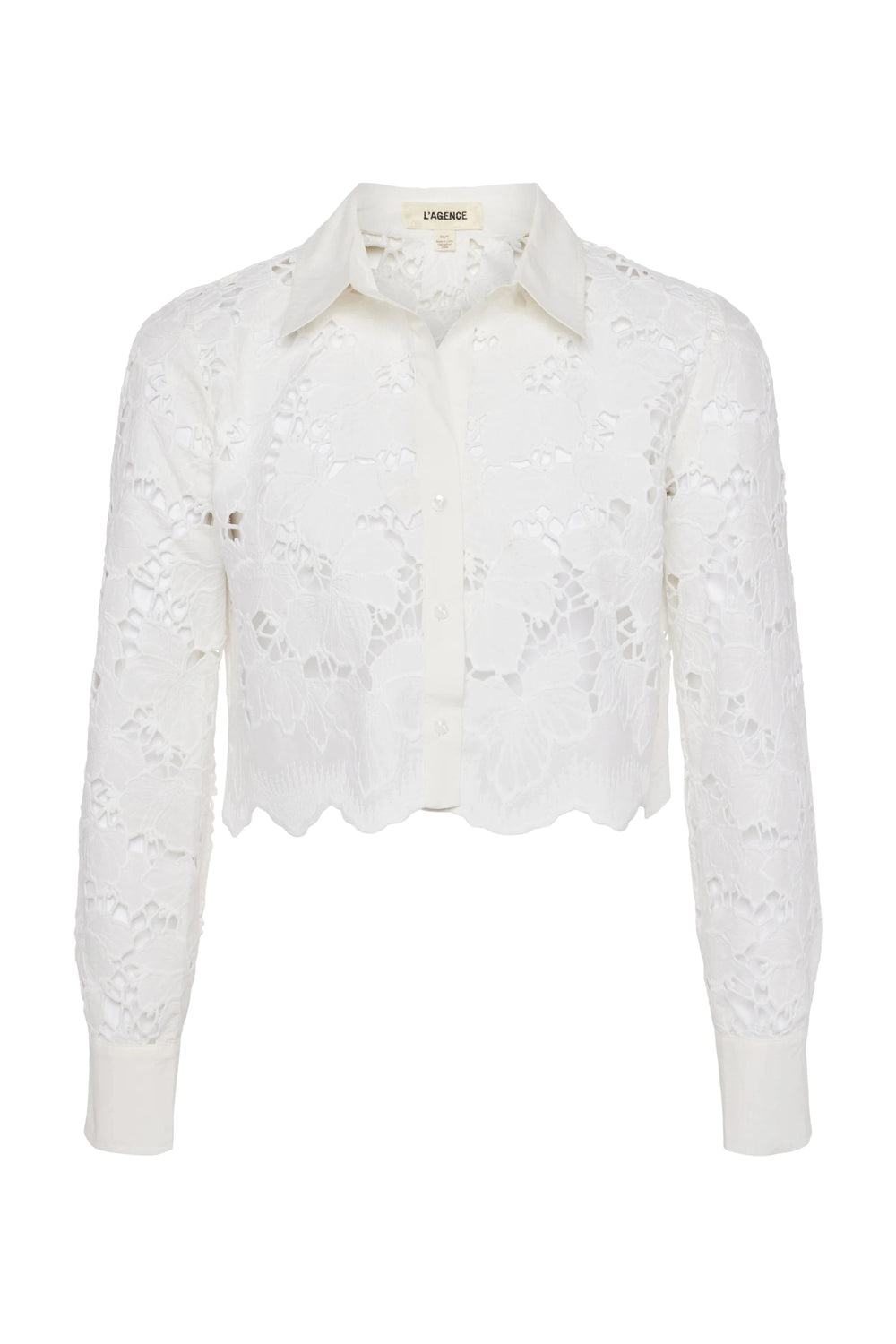 SEYCHELLE LACE CROPPED BUTTON DOWN