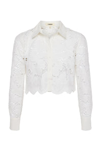SEYCHELLE LACE CROPPED BUTTON DOWN