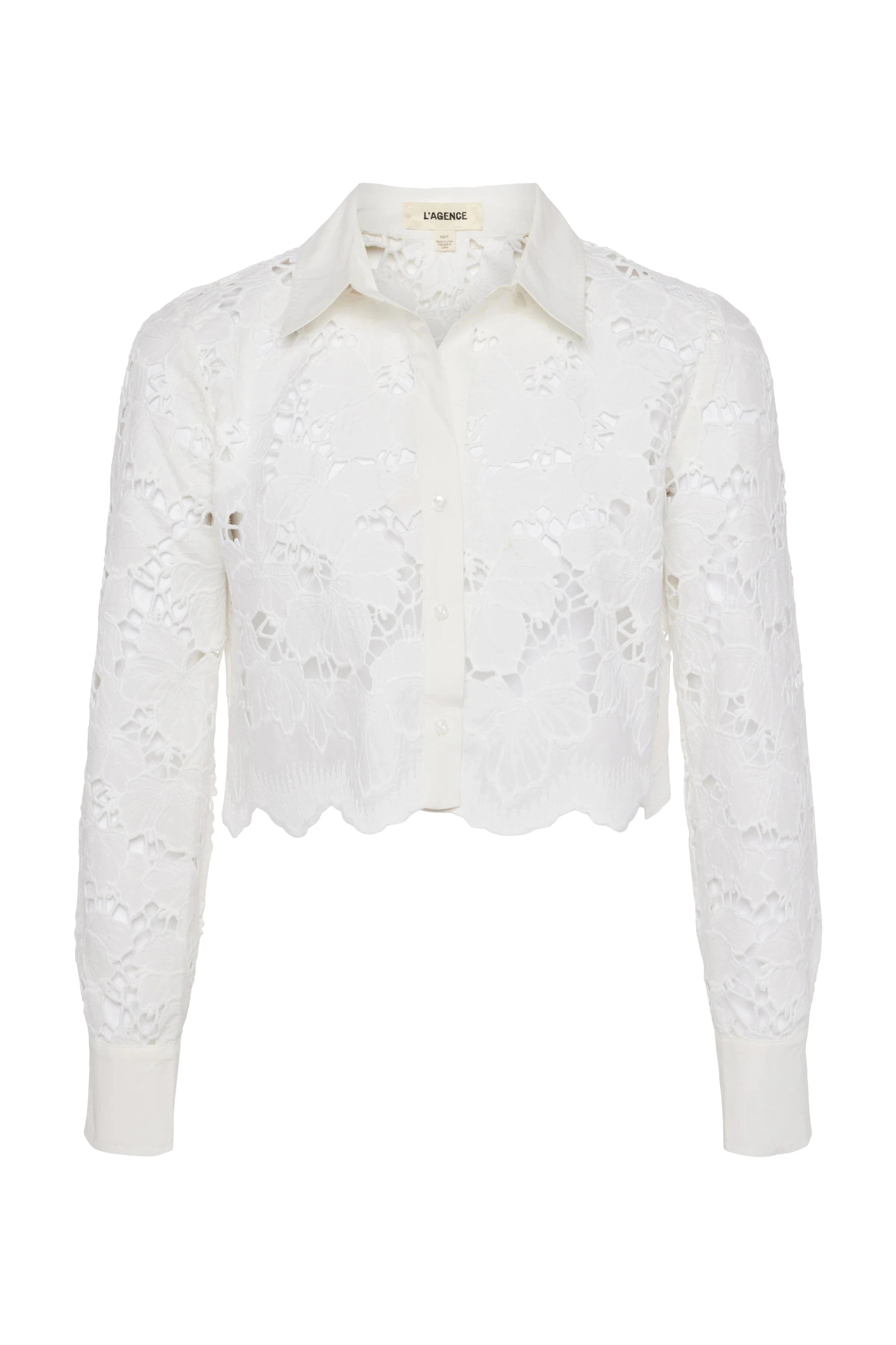 SEYCHELLE LACE CROPPED BUTTON DOWN