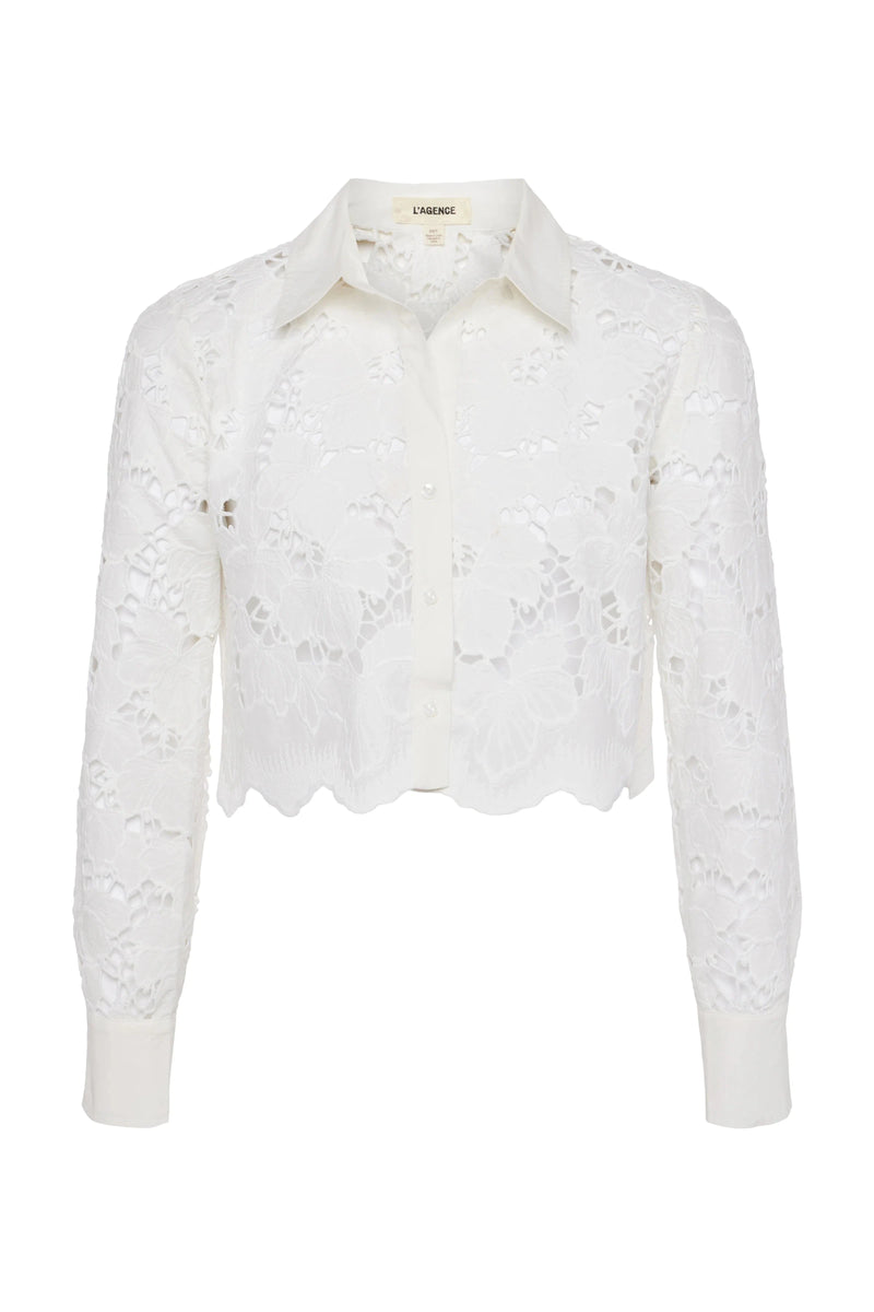 SEYCHELLE LACE CROPPED BUTTON DOWN