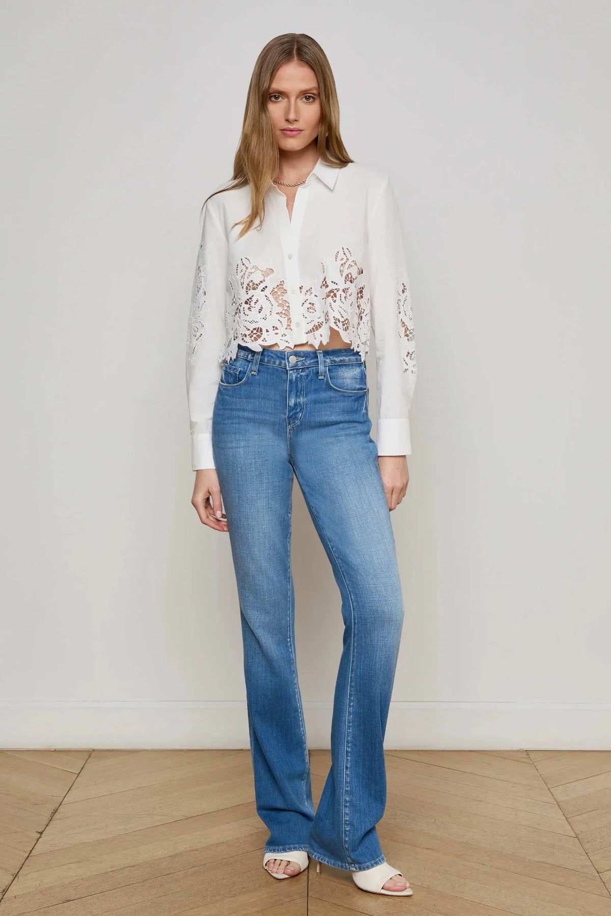 SEYCHELLES CROPPED HALF LACE TOP