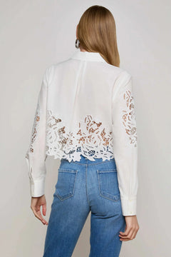 SEYCHELLE HALF LACE CROPPED BUTTON DOWN