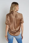 L'AGENCE ELLAH SHORT SLEEVE BLOUSE IN DARK CAPPUCCINO