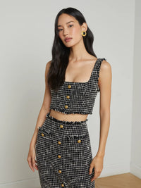 L'AGENCE MAYLIN TWEED TOP IN BLACK/ECRU