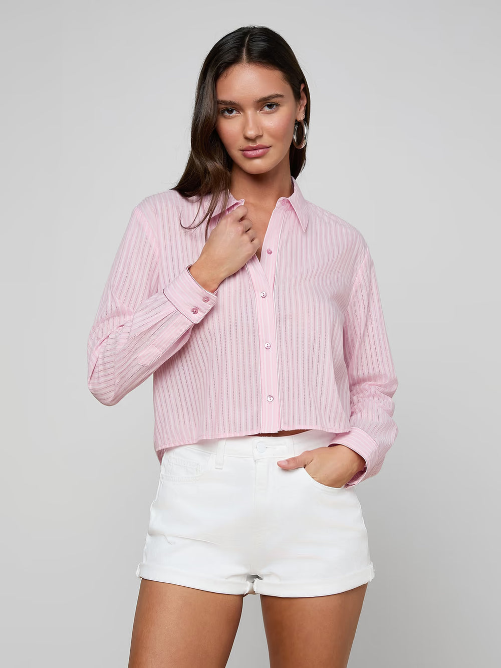 COSETTE STRIPE CROPPED SHIRT