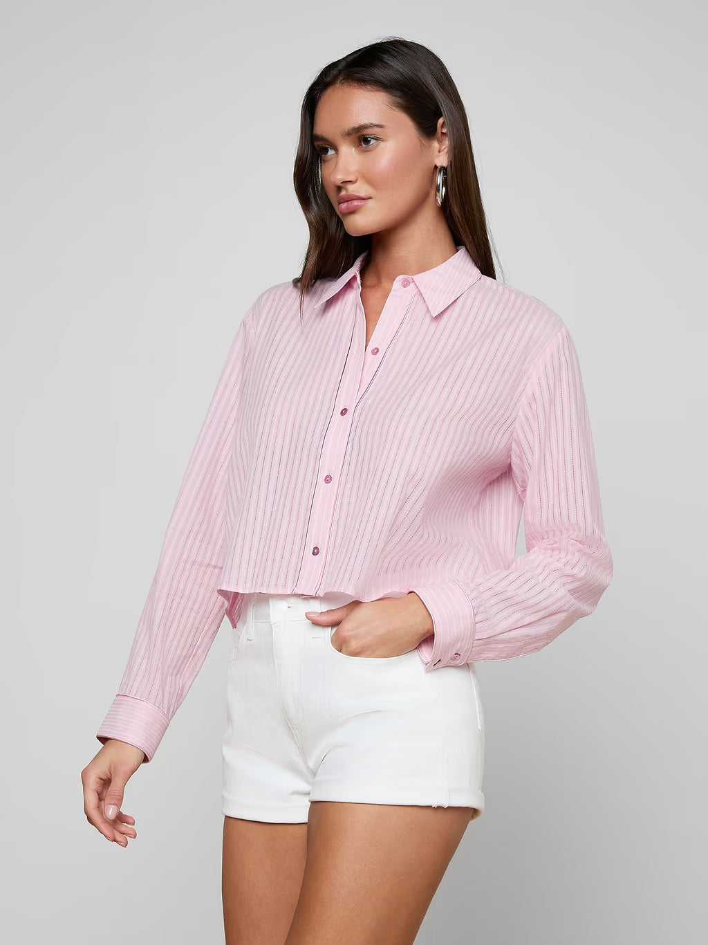 COSETTE STRIPE CROPPED SHIRT