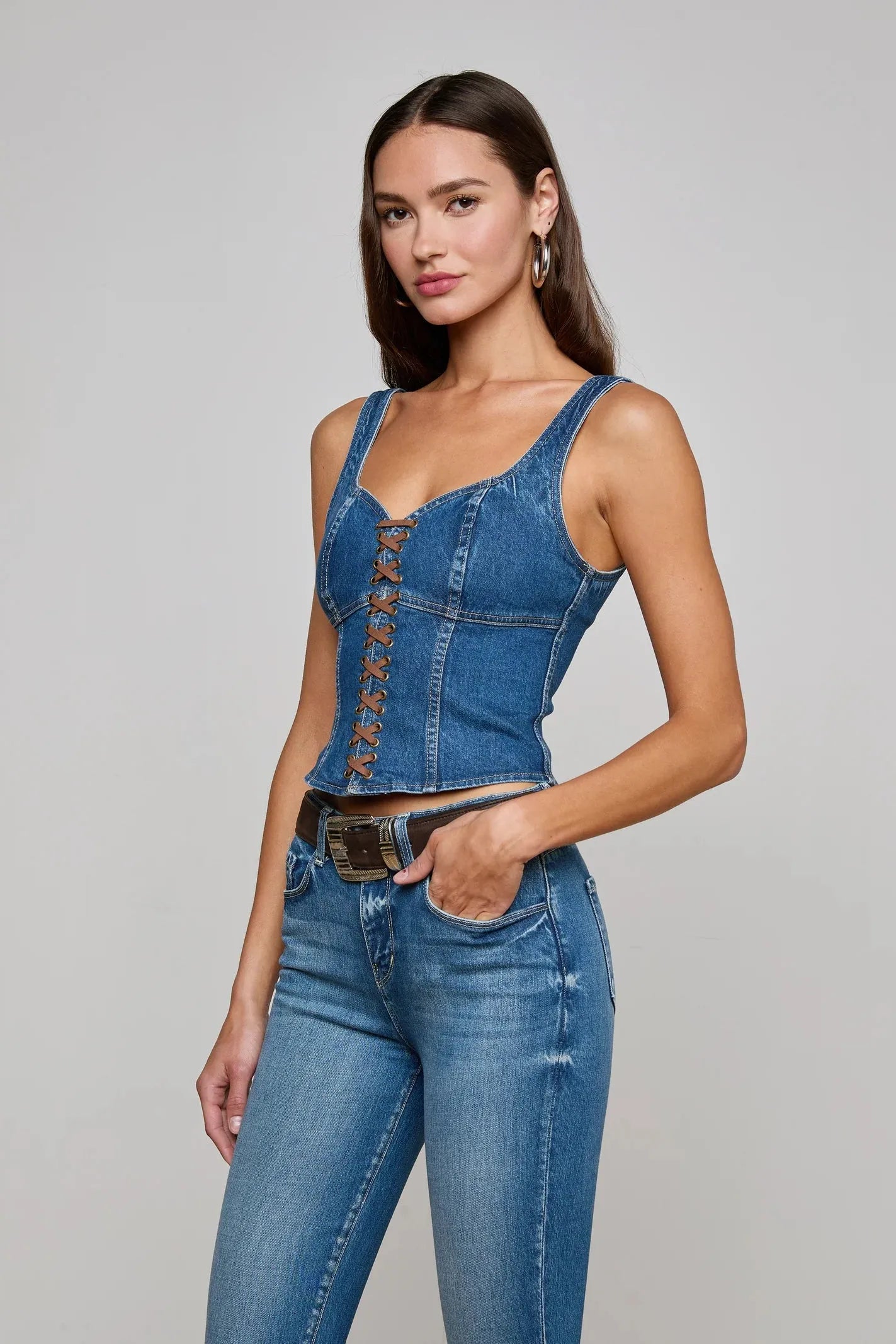 NAYELI DENIM CORSET TOP