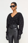 CORIN CRYSTAL KNIT V-NECK