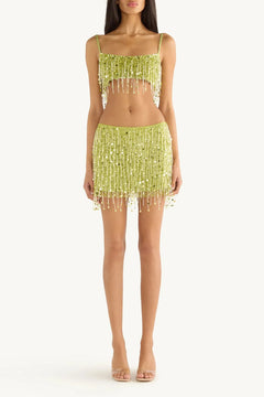 YASMIN HAND BEADED MINI SKIRT