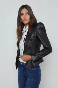 L'AGENCE ANDALUSIA LEATHER BLAZER IN BLACK