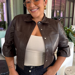 CAROLINA LEATHER RUFFLE SLEEVE JACKET