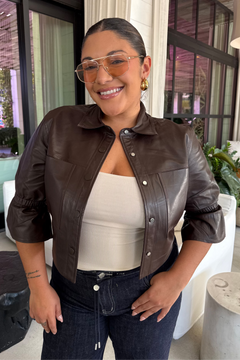 CAROLINA LEATHER RUFFLE SLEEVE JACKET