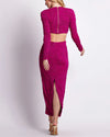 PATBO JACQUARD CUT OUT MAXI DRESS IN RASPBERRY