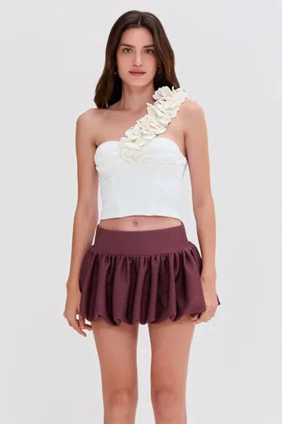 PATBO MERIAN KNIT MINI SKIRT IN BROWN