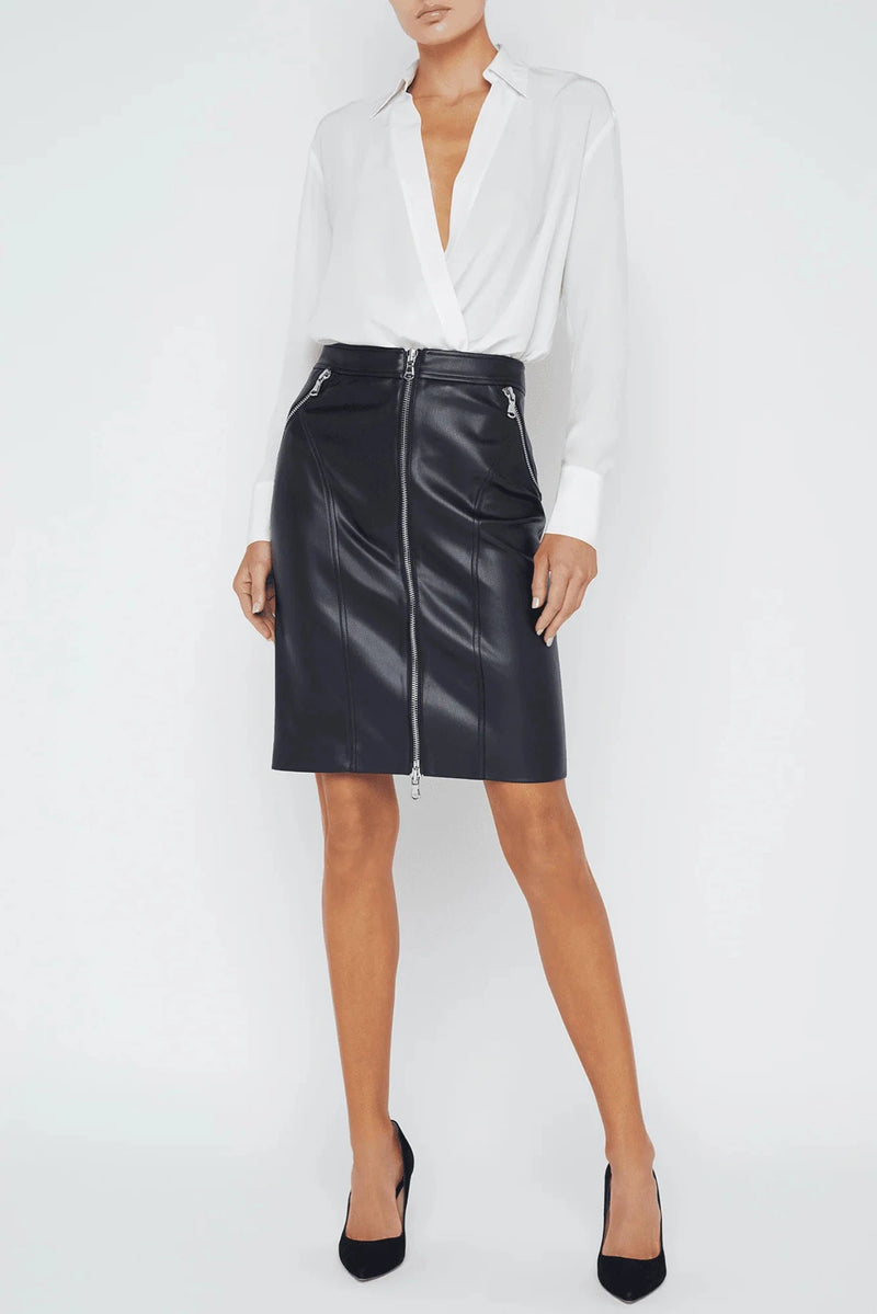 L'AGENCE AMBROSE ZIPPER PENCIL SKIRT IN BLACK