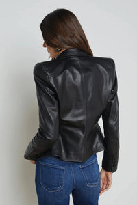 L'AGENCE ANDALUSIA LEATHER BLAZER IN BLACK