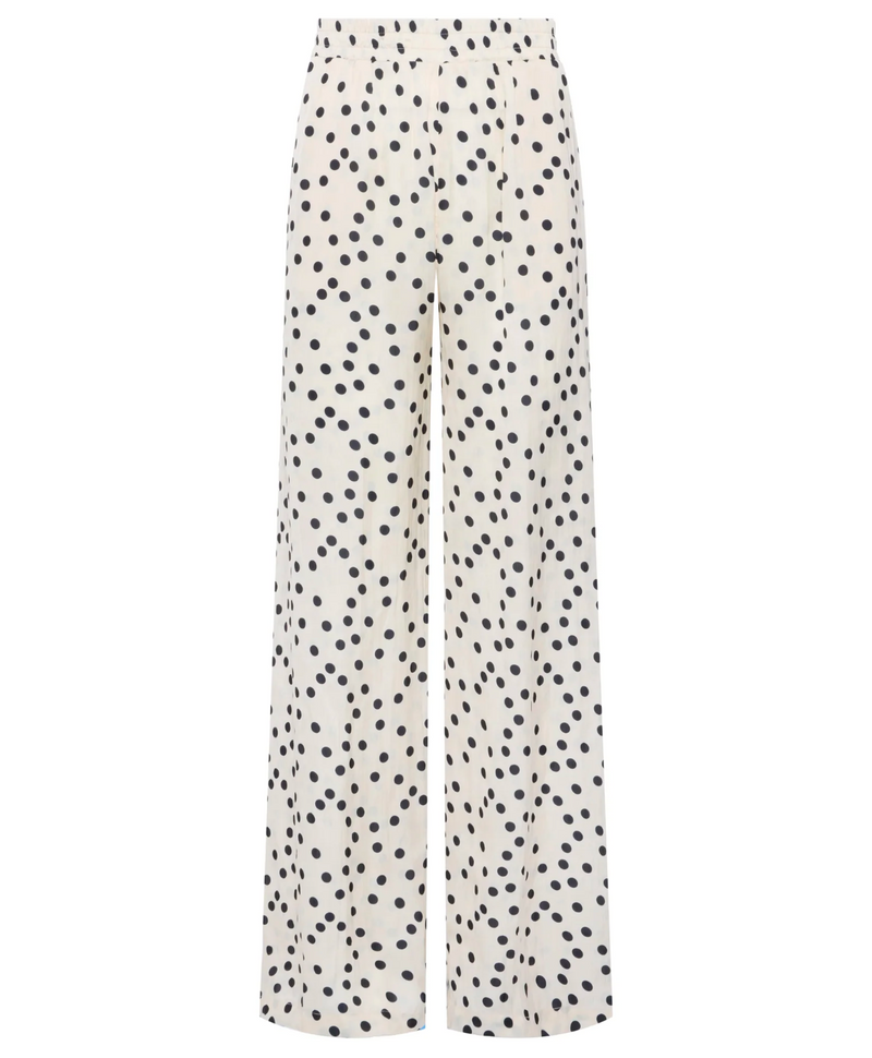 L'AGENCE LILLIAN WIDE LEG PANT IN ECRU/BLACK POLKA DOT