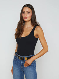 L'AGENCE NICA SCOOPNECK BODYSUIT IN BLACK