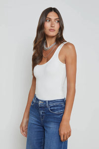 L'AGENCE NICA SCOOPNECK BODYSUIT IN WHITE