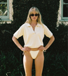 LA PORTE SWIM JOSIE BOXY KNIT POLO IN ANISE