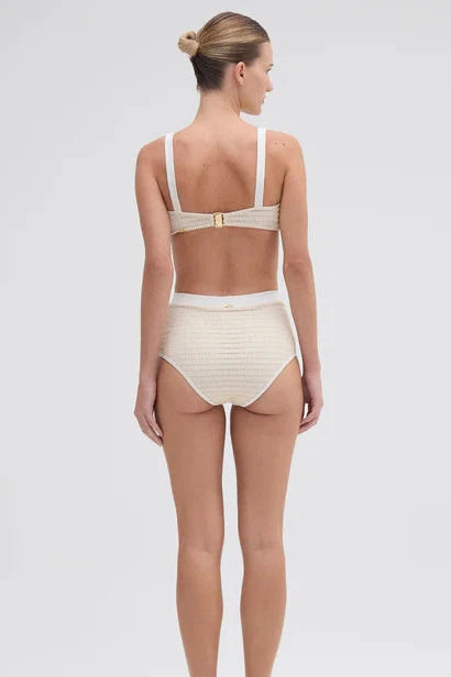 PATBO METALLIC HIGH WAIST BIKINI BOTTOM IN OFF WHITE