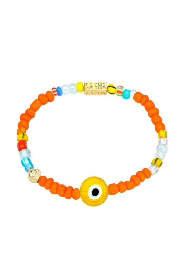 ORANGE BEADED STRETCH BRACELET