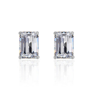 GOLD LAB DIAMOND EMERALD CUT STUDS 8309