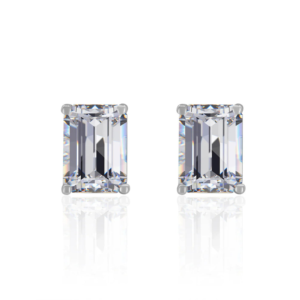 GOLD LAB DIAMOND EMERALD CUT STUDS 8309