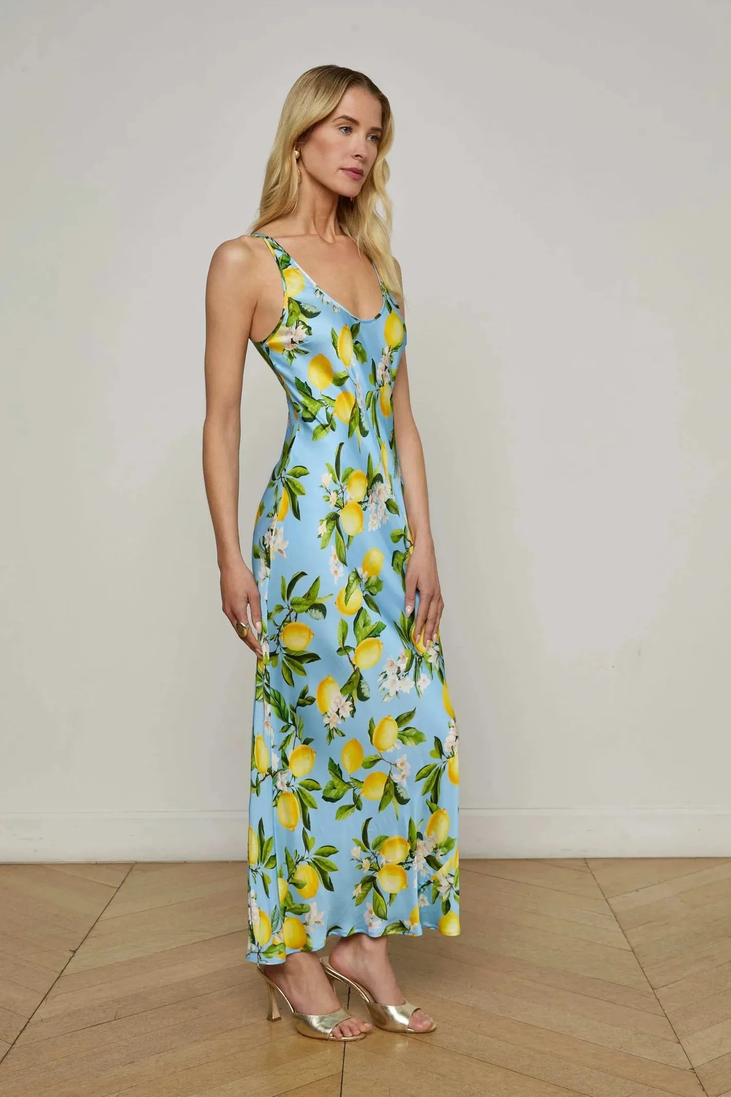 L'AGENCE Akiya Tank Dress - Sky Blueyellow Floral Lemon L'AGENCE Akiya Tank Dress - Sky Blueyellow Floral Lemon