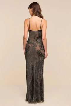 CHRISTINE BURNOUT SATIN GOWN