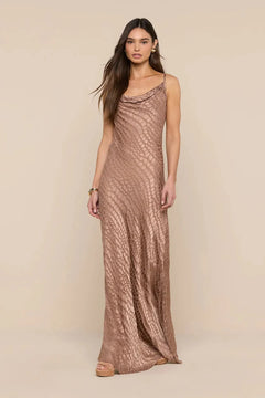 CHRISTINE BURNOUT SATIN DRESS