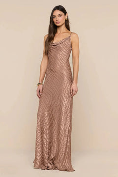 CHRISTINE BURNOUT SATIN DRESS