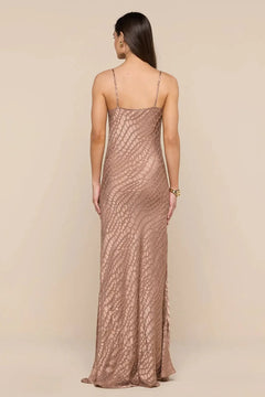 CHRISTINE BURNOUT SATIN DRESS