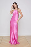 L'AGENCE MAJESTY DRESS WITH CHAIN IN MAGENTA PINK