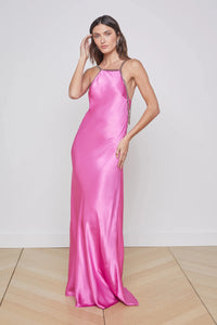 L'AGENCE MAJESTY DRESS WITH CHAIN IN MAGENTA PINK