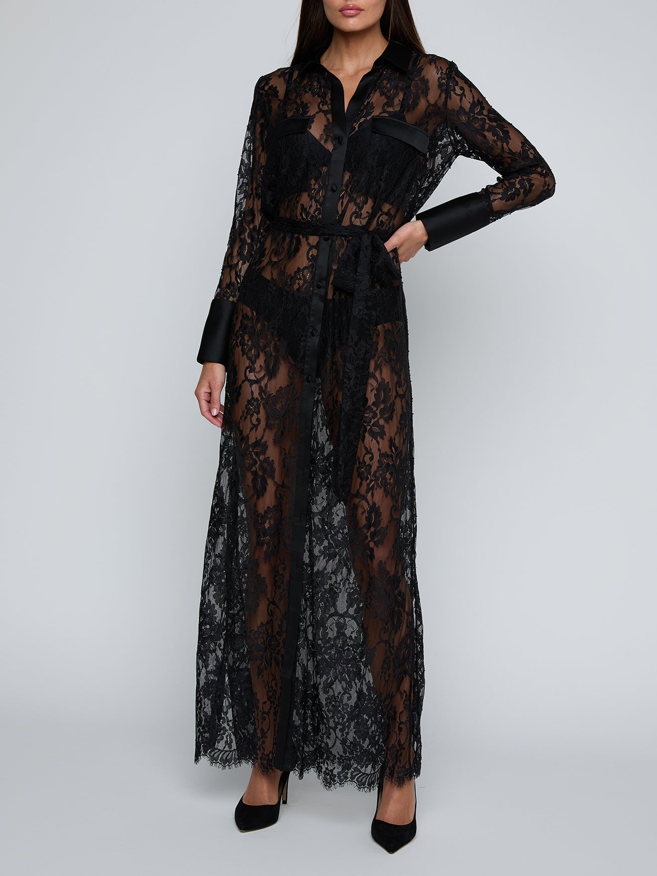 LEORA LACE BUTTON DOWN DRESS