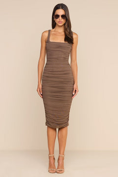 ANYA SHIRRED MIDI DRESS