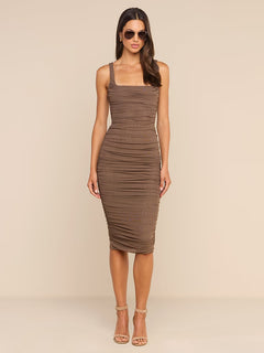 ANYA SHIRRED MIDI DRESS