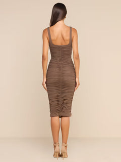 ANYA SHIRRED MIDI DRESS