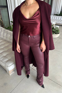 L'AGENCE CALISTA COWL-NECK CAMISOLE IN DARK WINE