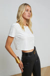 L'AGENCE DONNA SHORT SLEEVE CROP CREW NECK TEE IN IVORY