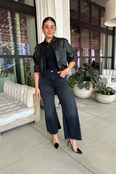 CAROLINA LEATHER RUFFLE SLEEVE JACKET