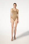 WOLFORD JAMAIKA STRING BODYSUIT IN LATTE